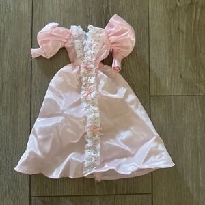 Vintage Barbie Clone HM Pink Satin & Lace Evening Gown‎ Bows